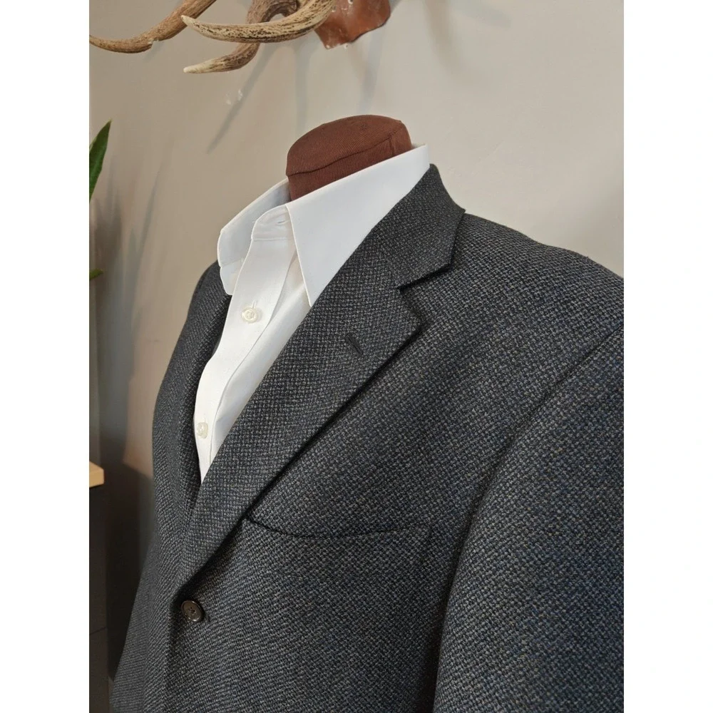 Mark Shale Mens Wool Sports Coat 39R Blue Speckle Made in USA 3 Button Tallia